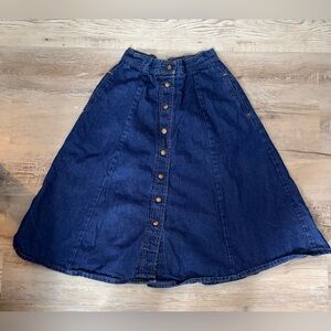 Vintage 80/90s Denim Button-Front A-Line Skirt